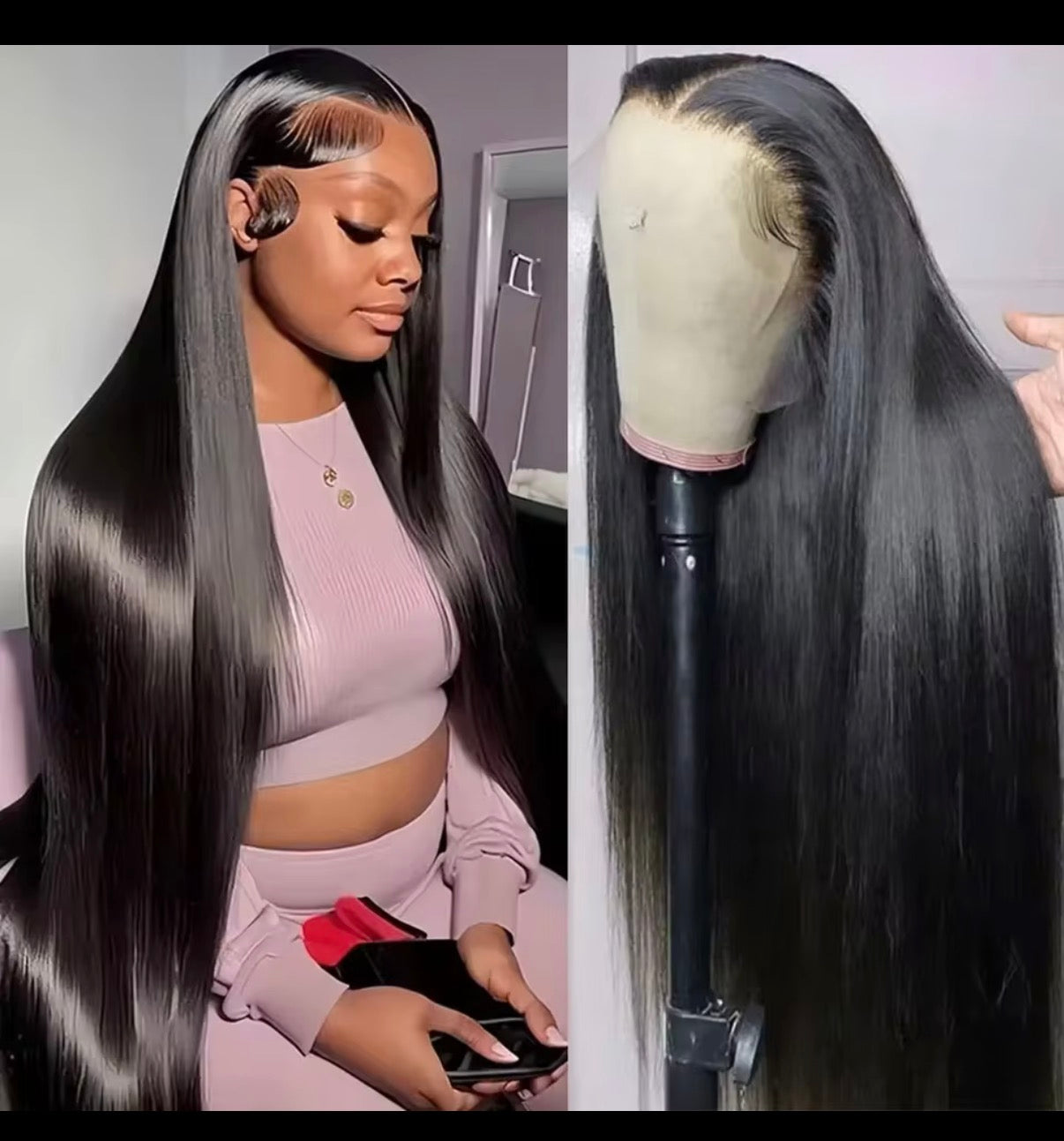 Silky Bone Straight Lace Front Wig – Natural Hairline